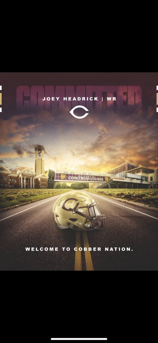 jheadrick0's tweet photo. Blessed to announce my commitment to Concordia College #RollCobbs https://t.co/sJZYcjH0wT