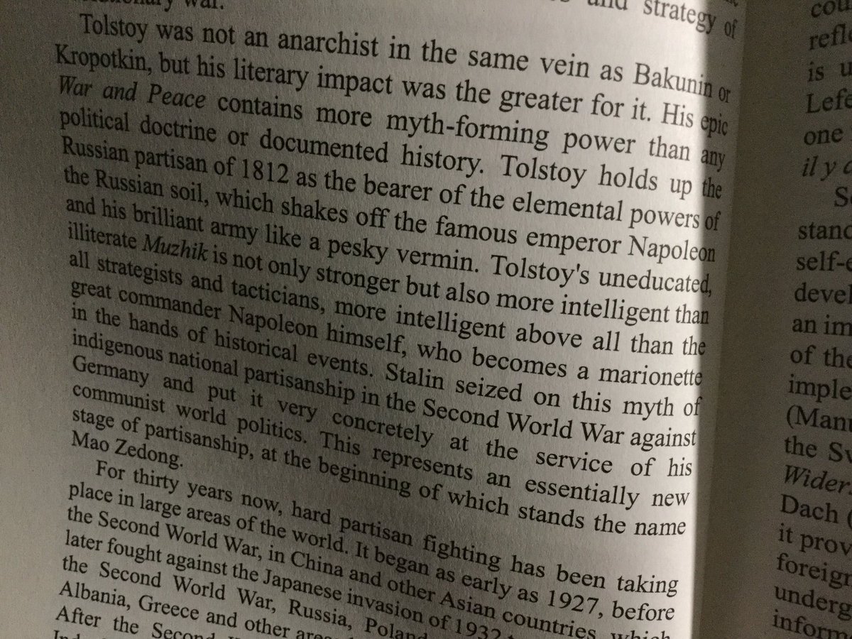 Russians fought also a partisan war in 1812.Later Tolstoy helped crafting the myth in War and Peace, depicting uneducated Muzhiks as more intelligent strategists than the Emperor himself.General Lefevre statement ‘with partisans, one must fight as a partisan’ is correct.5/n