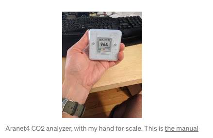 CO2 meters are an affordable way to measure vent. rates in a classroom (start <$200 USD). Rate at which excess CO2 in a room decays => how quickly air is refreshed in a room. How-to by  @jljcolorado:  https://medium.com/@jjose_19945/how-to-quantify-the-ventilation-rate-of-an-indoor-space-using-a-cheap-co2-monitor-4d8b6d4dab44 Ventilation calculator:  https://docs.google.com/spreadsheets/d/16K1OQkLD4BjgBdO8ePj6ytf-RpPMlJ6aXFg3PrIQBbQ/edit#gid=519189277&range=A195/9