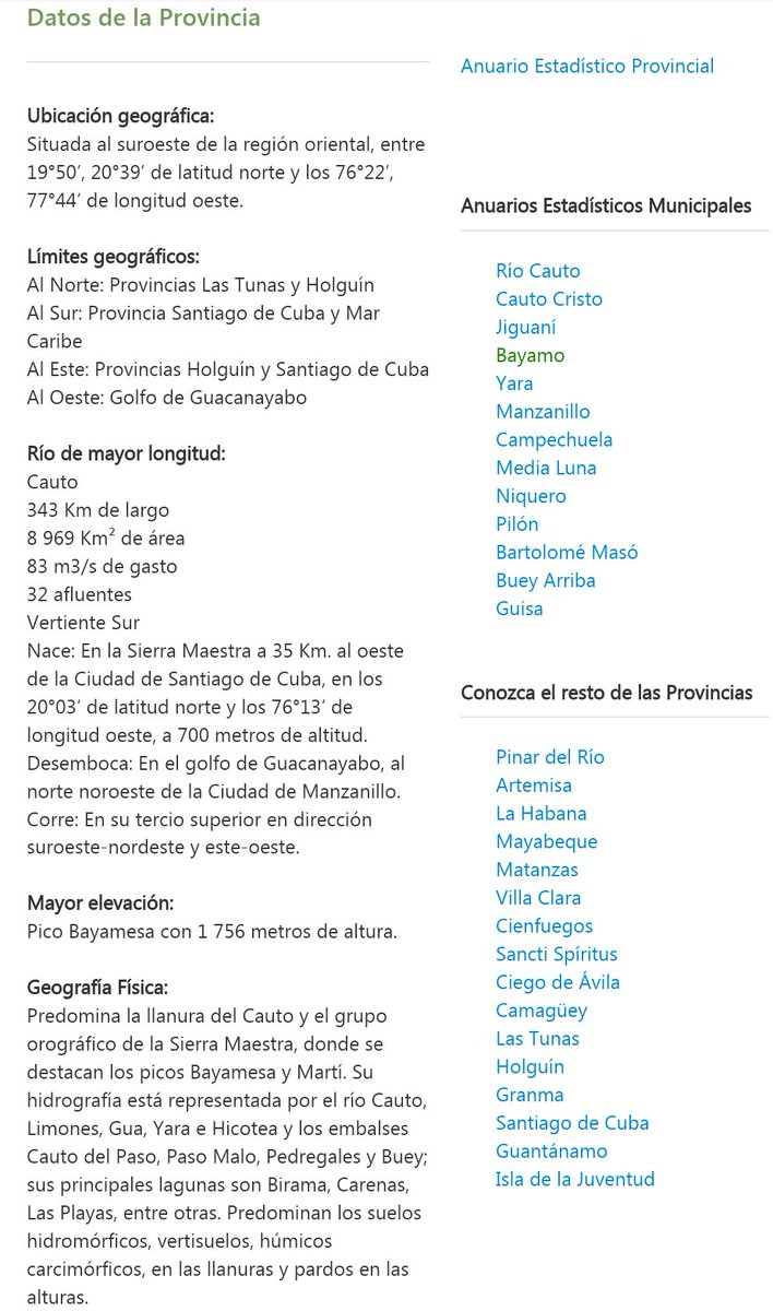 ¡Feliz 507 aniversario Bayamo!, cuna de la Nacionalidad Cubana🇨🇺, donde se cantó por primera vez el Himno Nacional de Cuba. Municipio cabecera de la provincia Granma. 
📌Estadísticas oficiales📊 en: onei.gob.cu/node/14616
<a href="/OneiGranma/">Oficina Provincial Estadística Información Granma</a>
<a href="/GobiernoGranma/">GobiernoGranma</a>