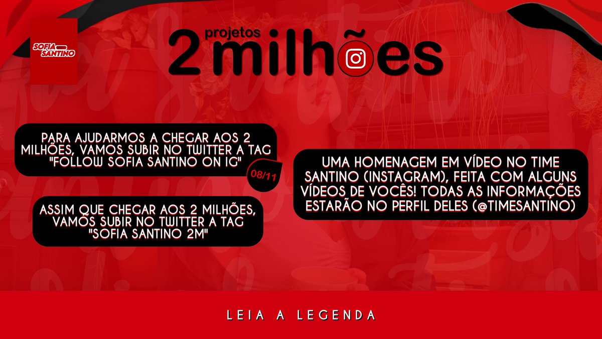 sofiasantinobr's tweet image. E ela está se tornando milionária mais uma vez! Sofia está chegando aos 2M de seguidores no Instagram. Para isso, preparamos alguns pequenos projetos:

• Nesse domingo (08/11), vamos subir a tag "FOLLOW SOFIA SANTINO ON IG" aqui no Twitter, ás 18h.

+
