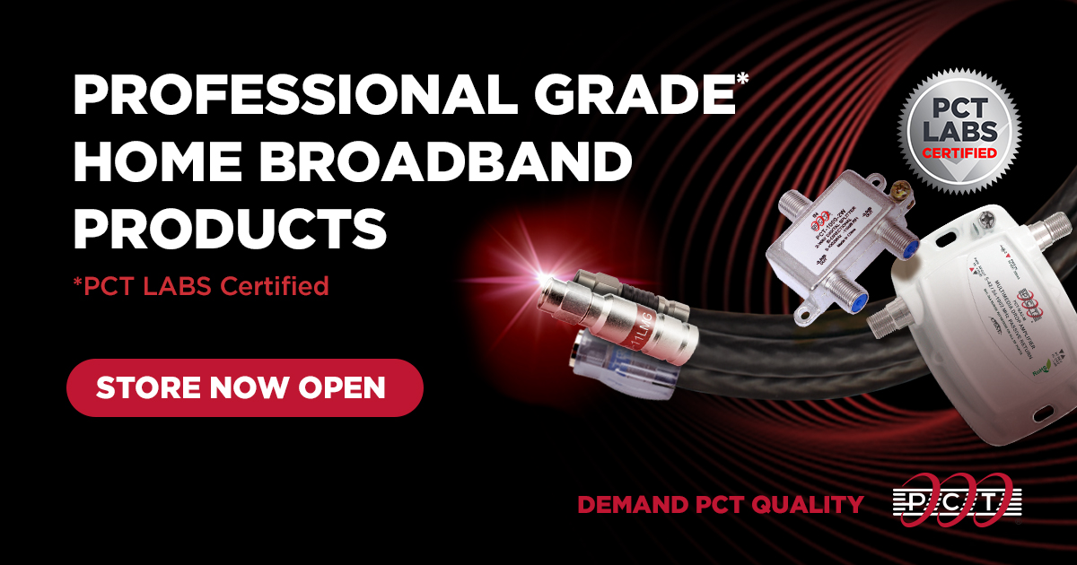 PctSolutions's tweet photo. The PCT Store is open.  Now everyone has access to the best in class, home broadband products, to protect your home set up against signal loss and interference from modern devices throughout.  #demandPCTquality #Broadband #cabletv #DIY  https://t.co/7RsgKUrI9F https://t.co/HcpLUD0p6Z