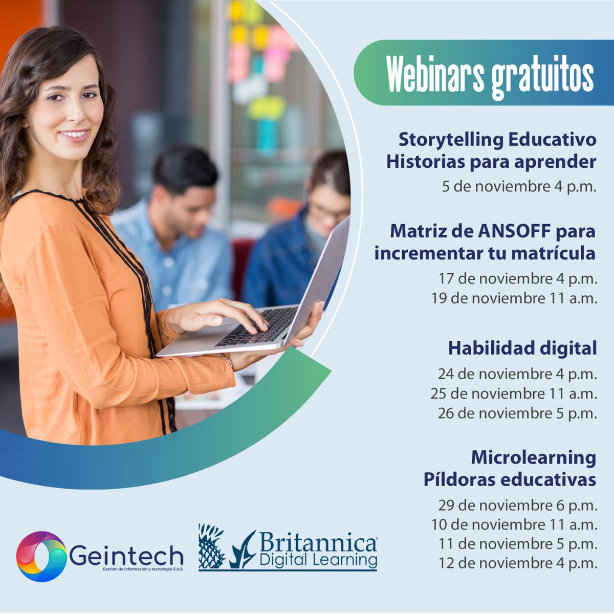 Rodarmando's tweet photo. ¡Noviembre con webinars gratuitos! Britannica Digital Learning ofrece capacitaciones con profesionales para desarrollar habilidades digitales. No te los pierdas, ingresa aquí https://t.co/105C1HDQaI 

#britannica #webinars #capacitaciononline #tics #estudientes #homeschooling https://t.co/q9m0UhH1Lw