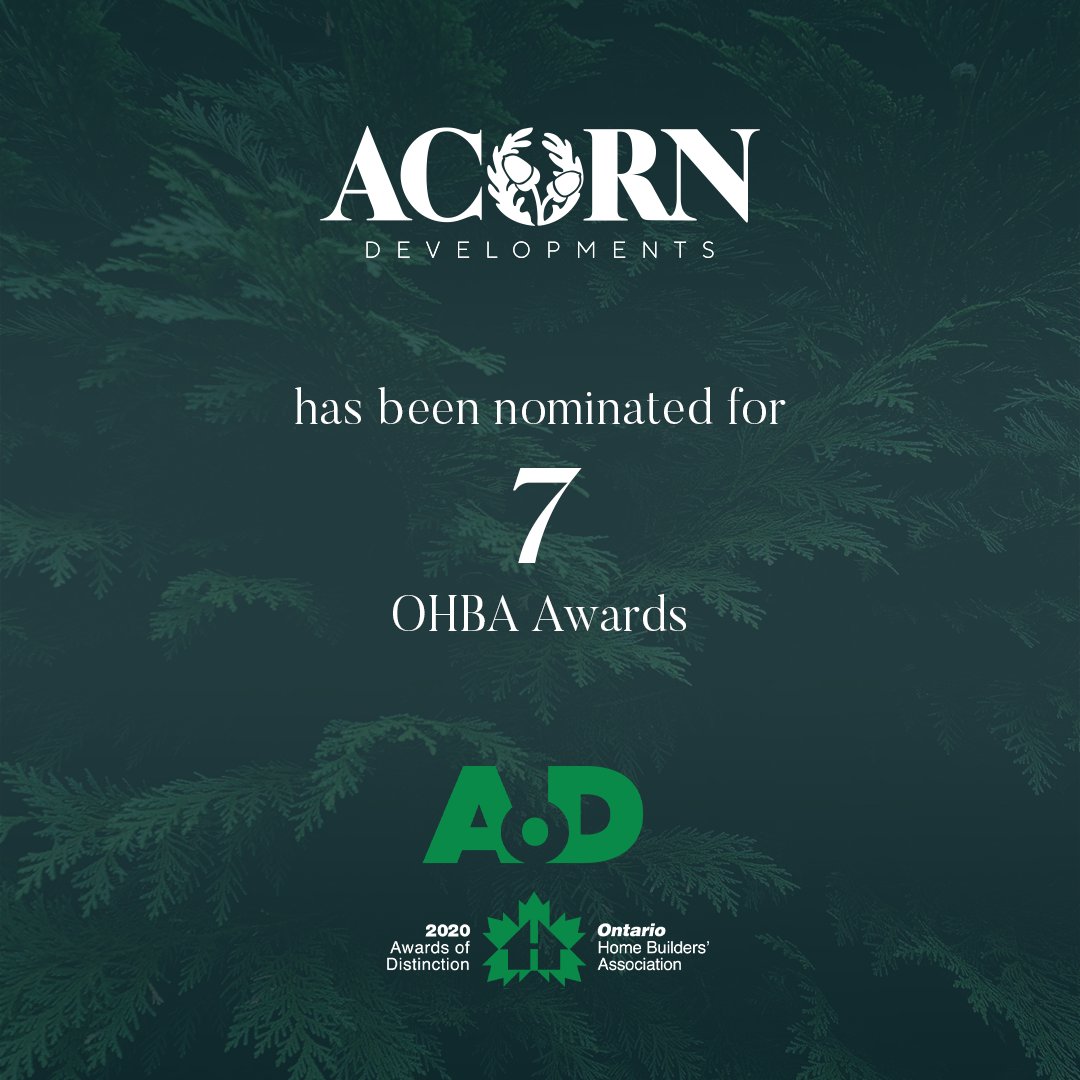 acorn_dev's tweet photo. We’re so honoured to be nominated for 7 awards at the #2020OHBAoad Awards for our #LimerickPoint & #LookoutOnTheKnoll communities. The award show is just a few days away on Nov. 10th! Please vote for us for People’s Choice on their website: https://t.co/UujdwTAXrW https://t.co/zGflsIMJJR