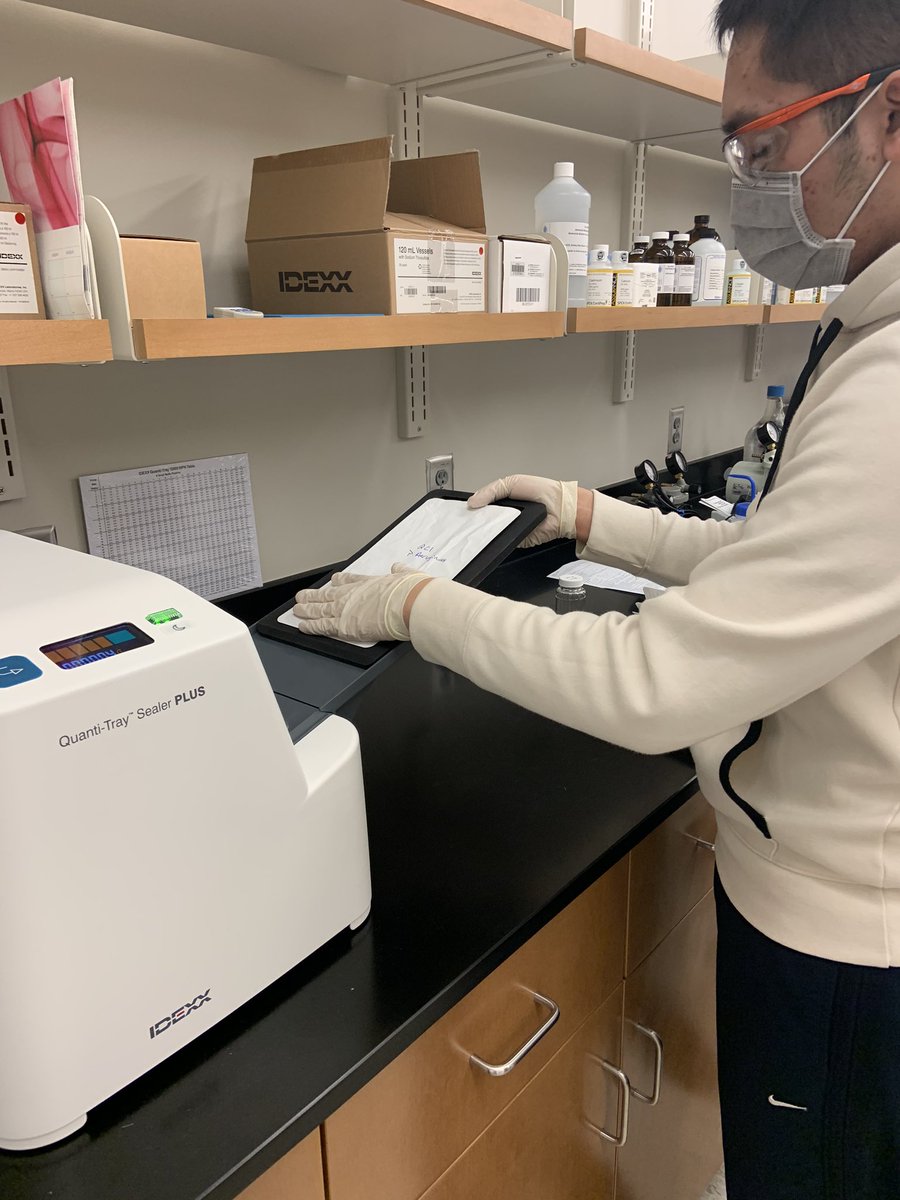 CSUWater's tweet photo. Doing our first coliform tests (total coliform and e. Coli) on our IDEXX setup. Using surface water on campus as a trial. Looking forward to collecting stream samples next week. @ClaytonState @CSUChemPhysDept https://t.co/WDb3rZIp3Y