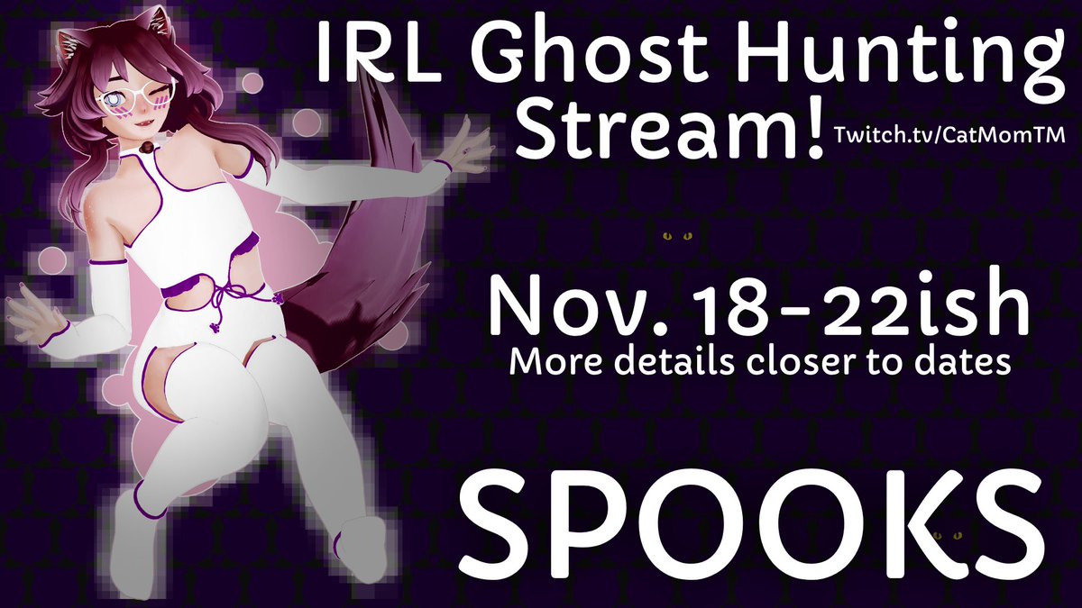 I know I've been hinting to something big... THIS IS IT IRL GHOST HUNTING STREAM COMING SOON!! 

Due to scheduling complications I only have an range of days but closer to the estimates I'll have a solid date.

GET READY FOR SPOOKS