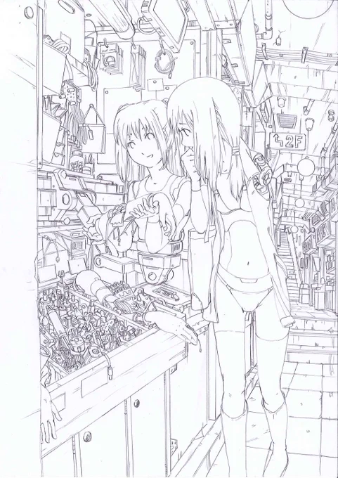 線画ですけどちゃんと仕上げましたよ #LovelyClutter 