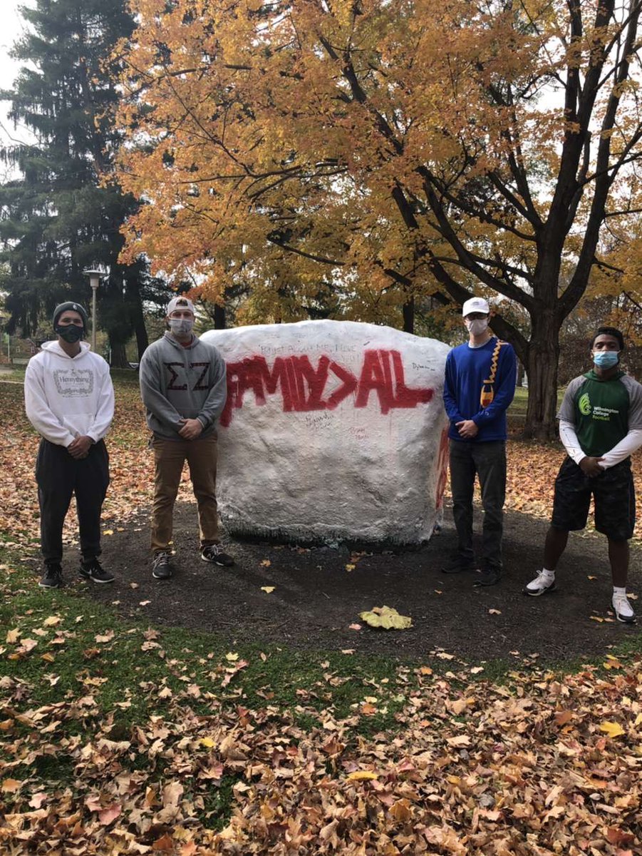 SigmaZeta3's tweet photo. #SignTheRock  Sigma Zeta showing their supports for social justice by signing the rock Painted by the football and basketball teams! @DubC_Football https://t.co/2aVQlr5MRA