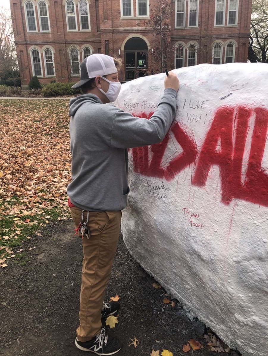 SigmaZeta3's tweet photo. #SignTheRock  Sigma Zeta showing their supports for social justice by signing the rock Painted by the football and basketball teams! @DubC_Football https://t.co/2aVQlr5MRA