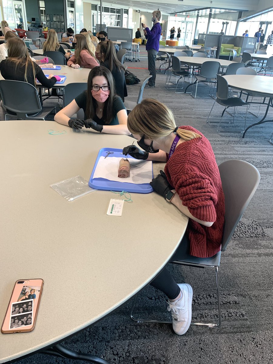 APEX_HealthSci's tweet photo. We want to Thank Mandy Newton Rosenow,  PA, for teaching us the proper “surgeon’s” knot and simple interrupted stitch today. https://t.co/TM3HBC0WNi