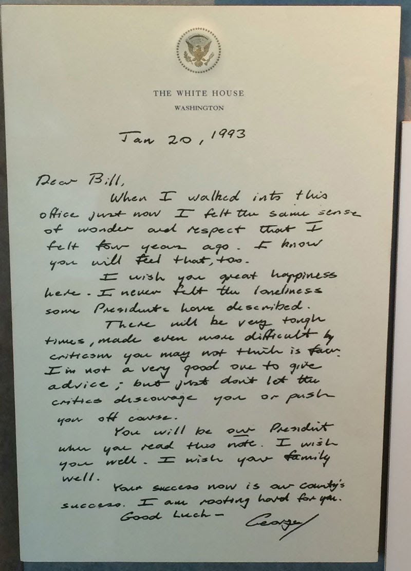 NoseeNaybe54's tweet photo. @OxfordDiplomat @DeborahMeaden George Bush to Bill Clinton. Dignity and class. https://t.co/BDD95eswIV