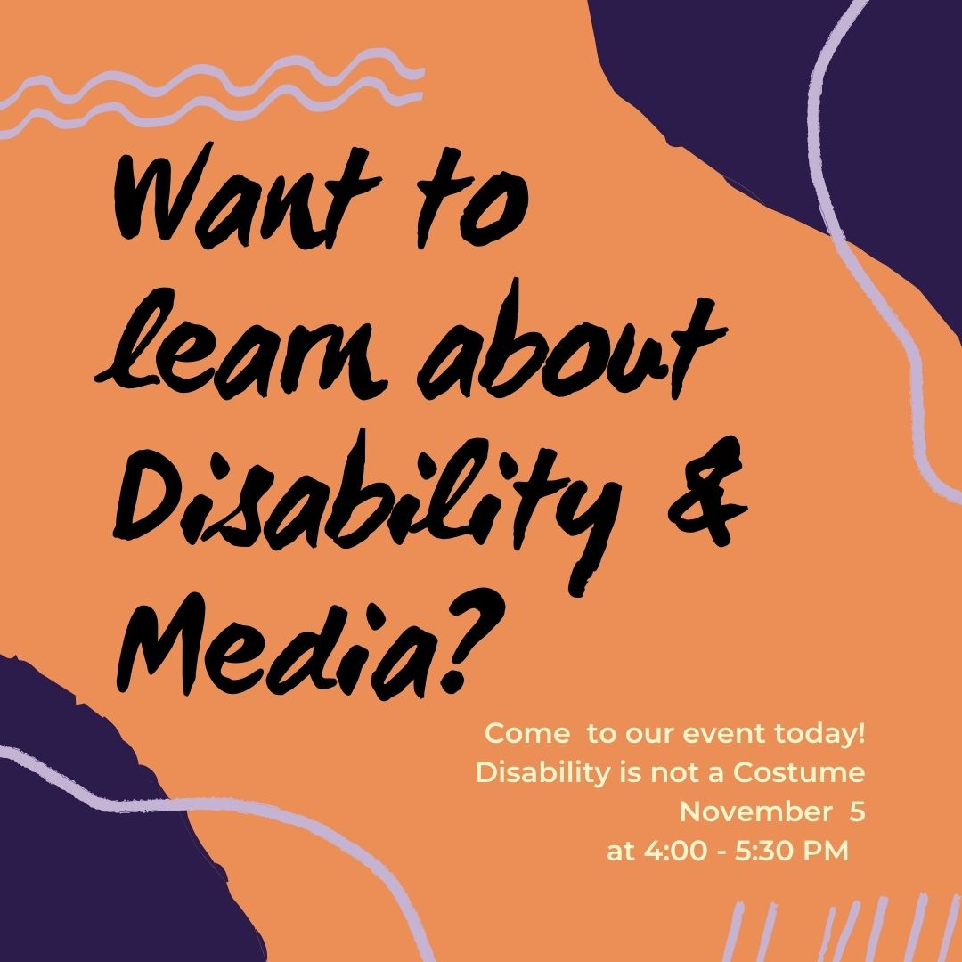 #Replug Disability is not a Costume event TODAY! Time: 4:00 - 5: 00 PM. Zoom Meeting ID: 994 0263 3532. ASL and CART Captions are provided. We are not only going to tackle the problem in halloween costumes but how this relates with media portrayals of people with disabilities.