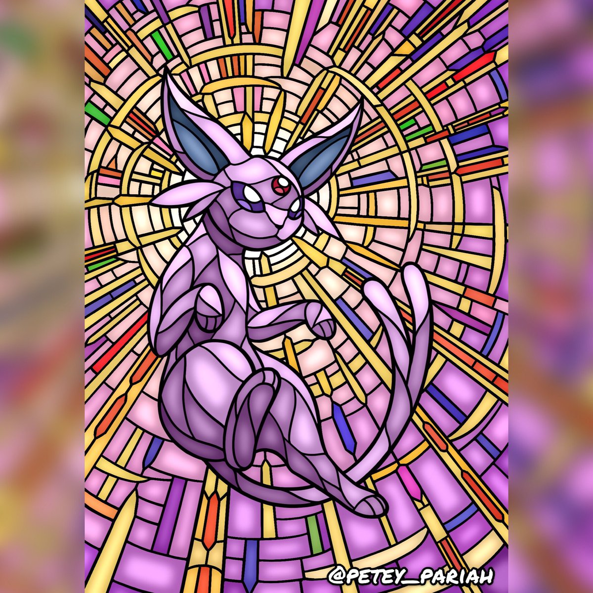 Stained glass Espeon ☀️
#espeon #eevee #eeveelution #stainedglass