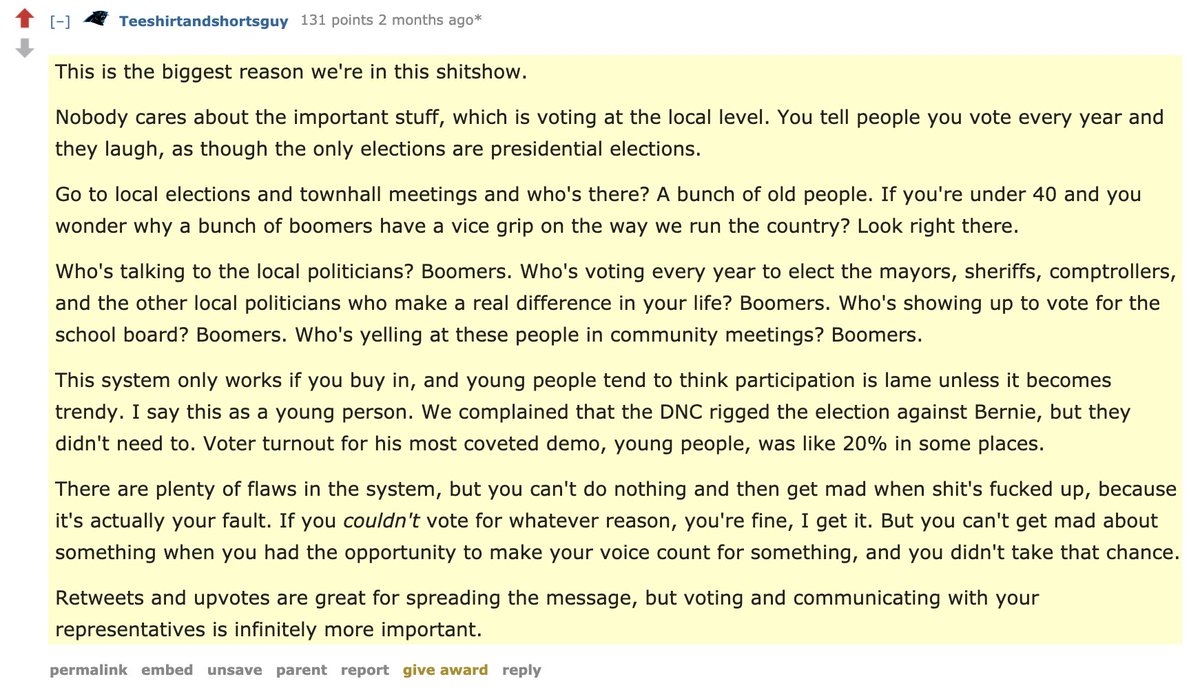 PhoenixAZJones's tweet photo. @BlackBernieBabe This Reddit comment explains where we must go next.

We must not only do all of this, but we must grow the movement &amp; have others do the same.

Because true change only comes from the ground up. Here's the ground: https://t.co/d49knzXdTA