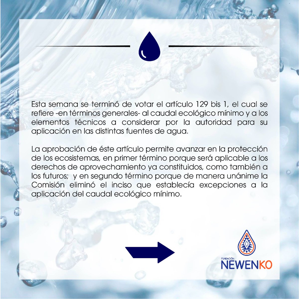 FundacioNewenko's tweet photo. Desde #Newenko compartimos la actualización semanal a la reforma al Código de Aguas, correspondiente a la semana del 2 de noviembre.
#codigodeaguas #sinpresionnohayagua #seguimientolegislativo https://t.co/XhA5shYyOF
