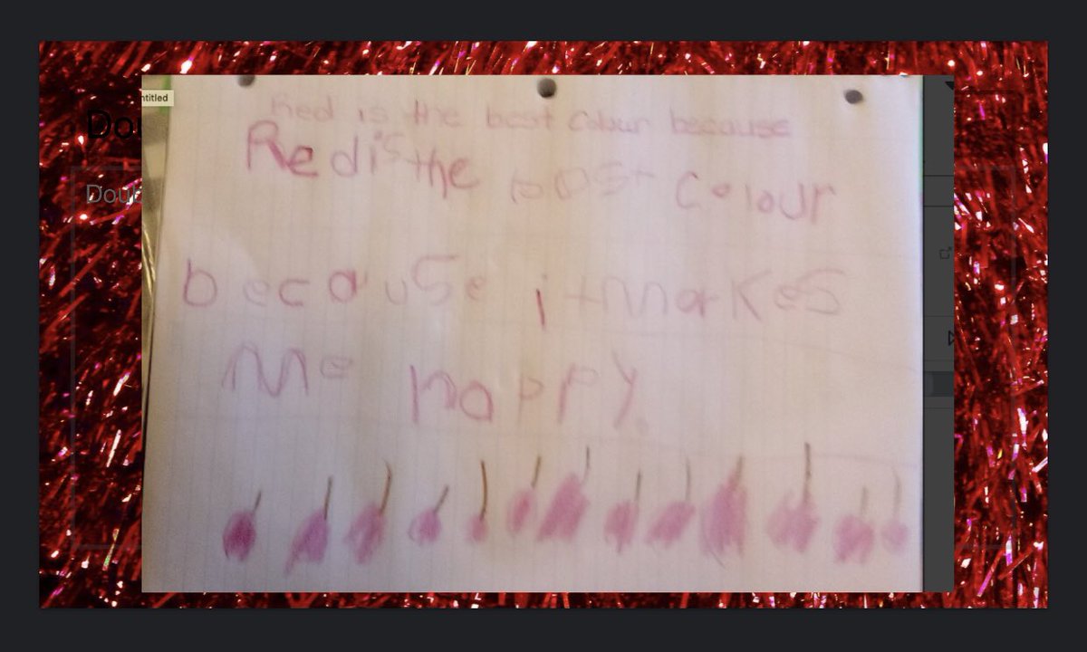 Ms_J_Cruise's tweet photo. Reluctant writers are empowered to express their ideas when they anticipate their writing will be featured and honoured. After reading ‘Red is Best’, a class book was created and shared on our D2L page. ⁦@DSBNVirtual⁩ https://t.co/BMbDmzzNb9
