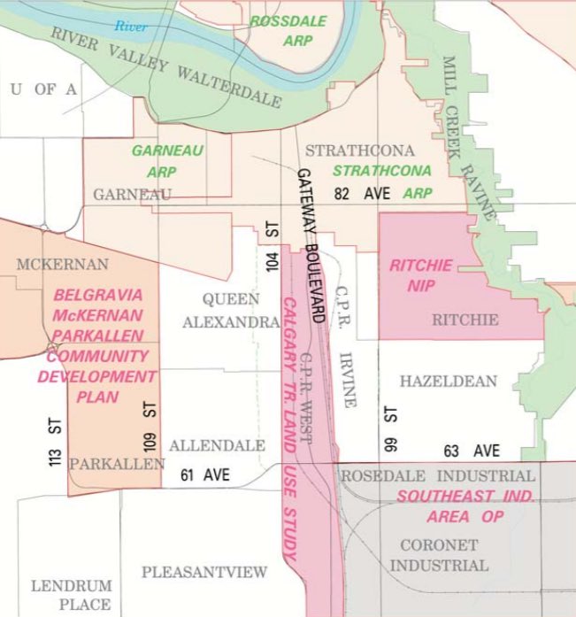 In 2006,  @oldstrathcona expanded its boundaries to include a more area south of Whyte Ave including a portion of the CP rail yard. It wanted updated planning guidance for what had been primarily industrial but was transitioning to commercial. The previous plan was auto oriented.