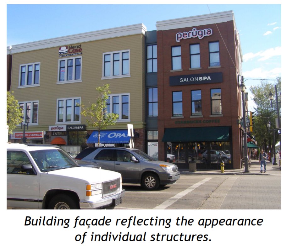 Between 104 St & Gateway Blvd it calls for a more fine-grained block structure, more walkable streets & a more urban style of development — calling on Whyte Ave precedents as relevant. It also opened the door to housing in what was at the time almost a resident-free area.