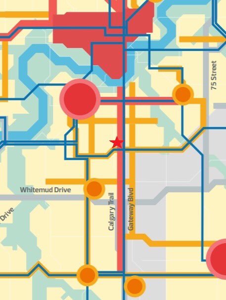 But it’s just the kind of project that The City Plan aspires for on what it designates as a Primary Corridor and is supported by a bus route to South Campus LRT station in the  #yegnewbusroutes. It’s a small but significant step towards our urban vision.