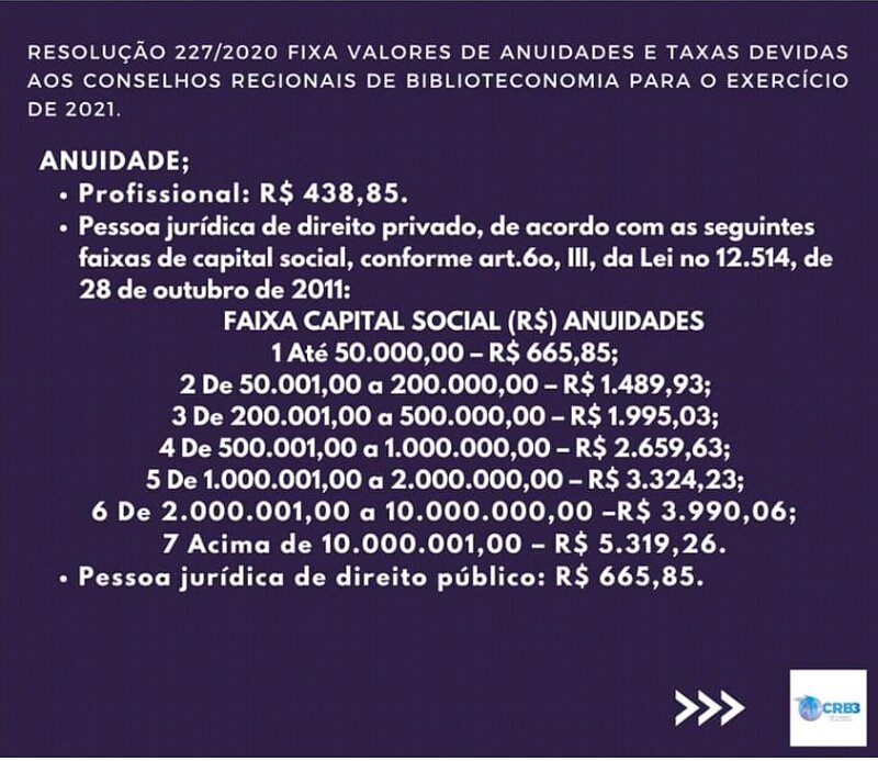 crb3cepi's tweet photo. Já sabe o valor da anuidade de 2021? É o mesmo do ano de 2020. Não ocorreu aumento. #CRB3CEPI #Anuidade #ConselhoProfissional https://t.co/hI8o0ZeS6e