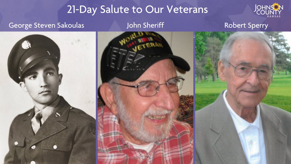 Continuing with the 21-Day Salute to our Veterans leading up to  #VeteransDay. Honoring three more World War II veterans today. You can view their profiles at  https://jocogov.org/JoCoHonorsVets . View all veteran profiles featured so far at  https://jocogov.org/all-veteran-salutes  #JoCoHonorsVets 