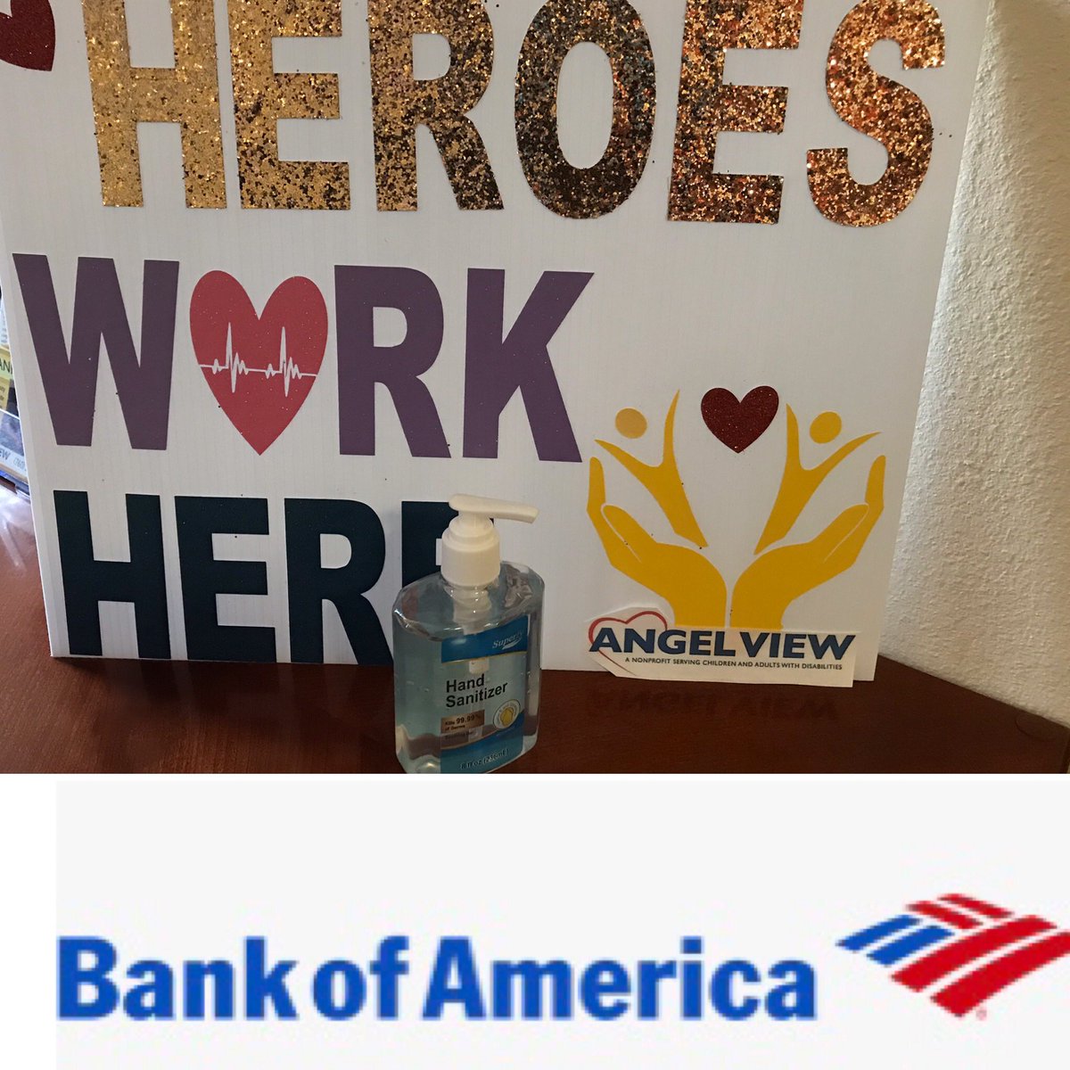 AngelViewCV's tweet photo. More than 300 bottles of hand sanitizer arrived for us from our Heroes at @BankofAmerica #socalbofa https://t.co/OaAkPsHXPB