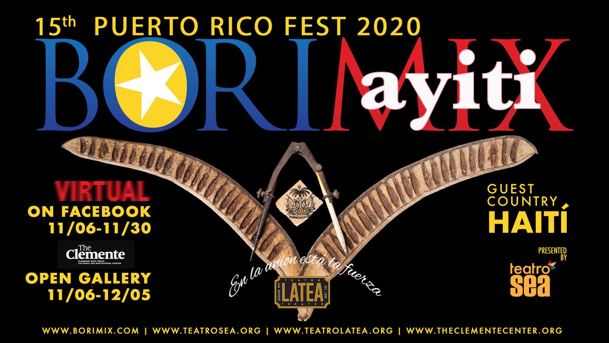 TeatroSEA's tweet photo. Join us tomorrow at 7:00 pm on our social media pages for the start of our 15th edition of the Borimix Festival, dedicated to Haiti. 

#teatrosea #Culture #borimix #haiti #arts #Music #poetry #panels #exhibits https://t.co/547Dr486Jc