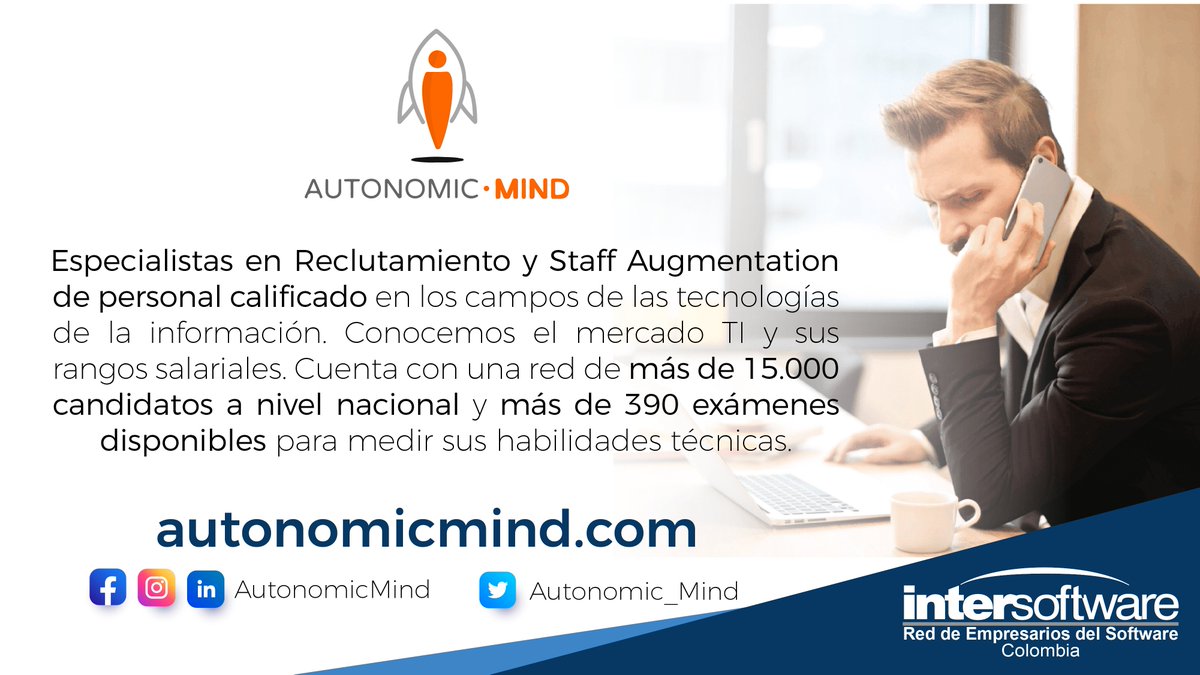 InterSoftwareCo's tweet image. #NuestrosCorporados / @Autonomic_Mind una empresa especialista en la selección de candidatos con alto desempeño en habilidades en TI. #SomosISW #InterSoftware