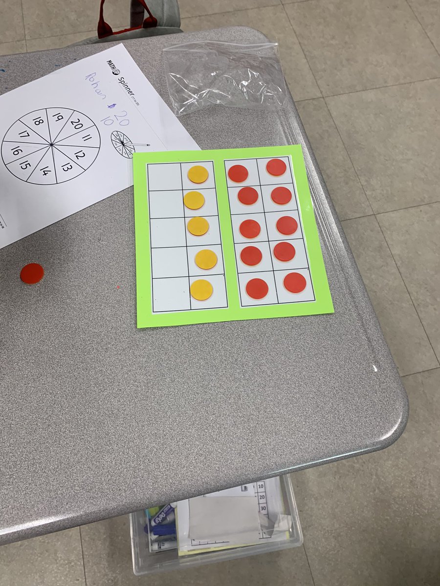 mrs_vallance's tweet photo. We have been working on representing teen numbers in different ways during math this week. Today we used 10 frames and a spinner to create them. #oodmath https://t.co/upiQlceOdj