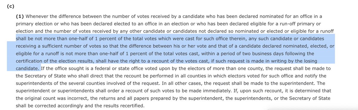 7/ Here is the requirement for getting a guaranteed recount.