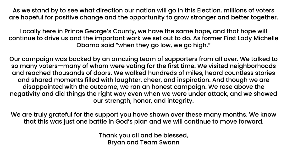 Thank You Message from Bryan and Team Swann