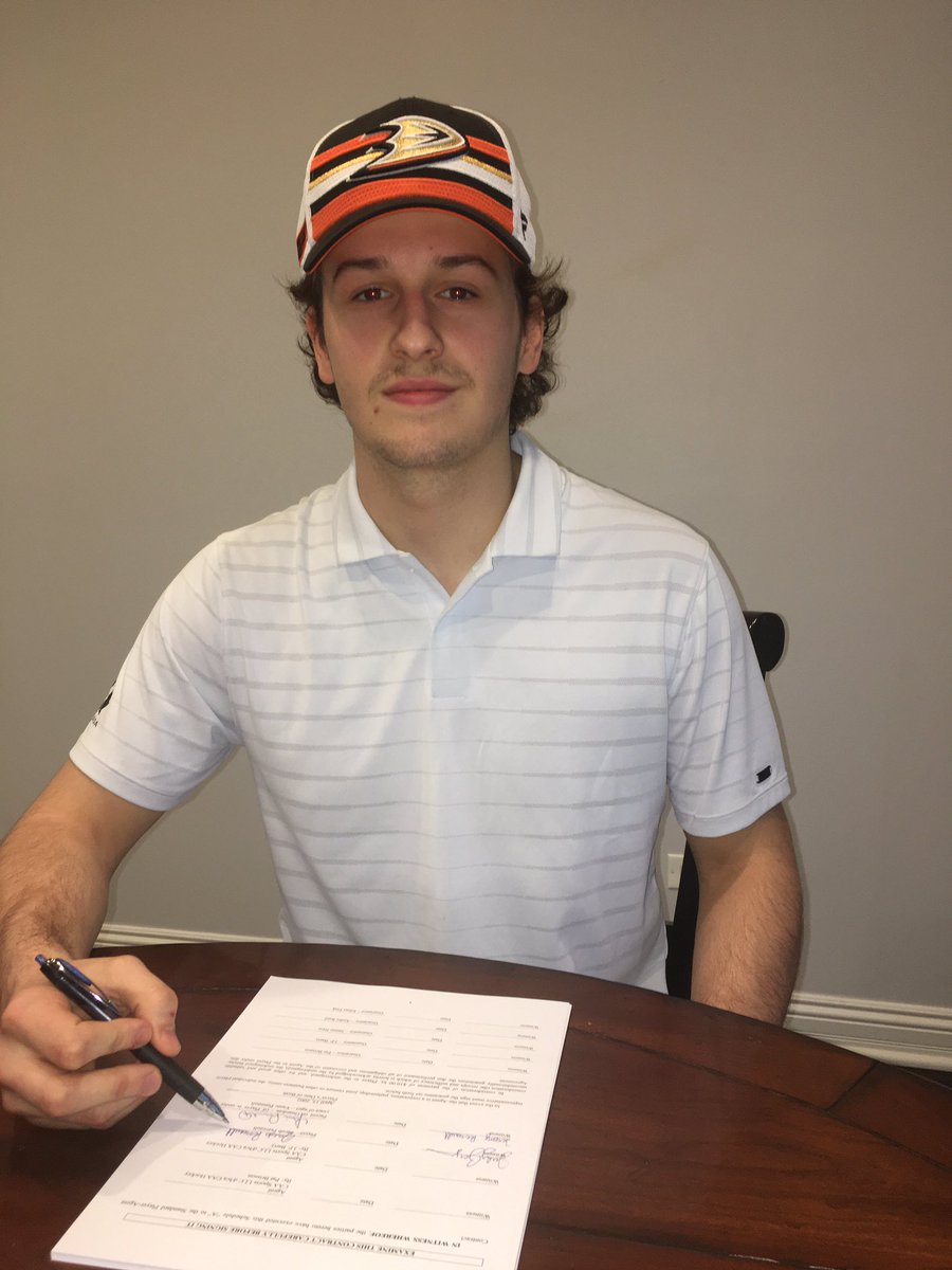 A dream come true! I’m so happy to sign with the <a href="/AnaheimDucks/">Anaheim Ducks</a> and join the family. Thank you to my family, friends, teammates and coaches for all your support along the way. Can’t wait to get started.  #LetsGoDucks