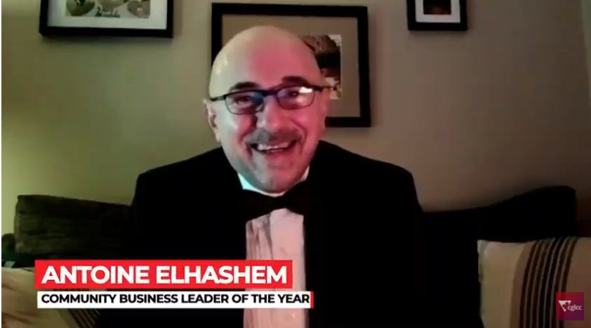 departuresxdean's tweet photo. Congratulations to Antoine Elhashem for the Community Business Leader of the Year #CGLCC #CGLCCShowGoesOn https://t.co/2KpDwmrvdk