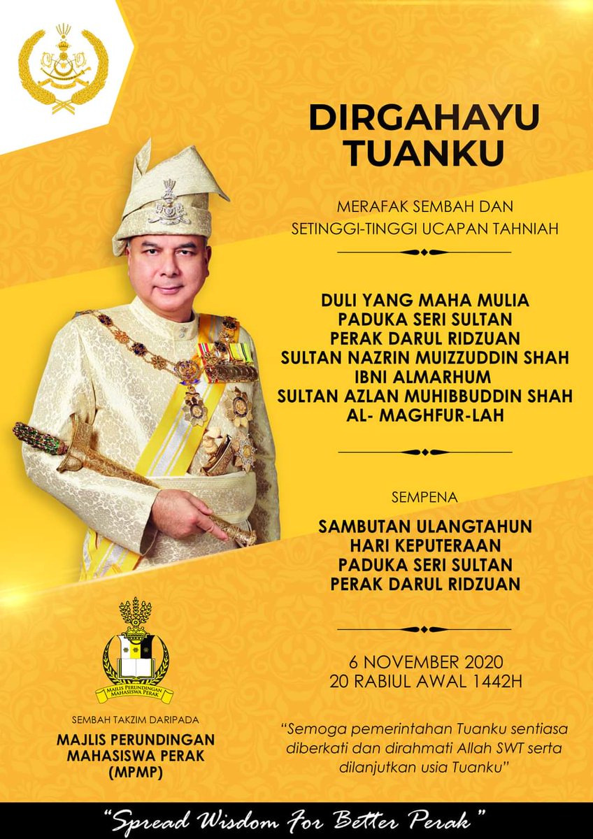Firdauspedot94's tweet photo. DIRGAHAYU TUANKU
Seluruh mahasiswa Negeri Perak mendoakan supaya Tuanku Sultan memperoleh kesihatan yang baik serta dilanjutkan usia Tuanku Sultan supaya dapat mentadbir negeri Perak yang kami cintai ini dengan baik dan makmur.
#mpmp
#gmpk
#dirgahayutuanku
#sultankami https://t.co/WNMP8BCliu