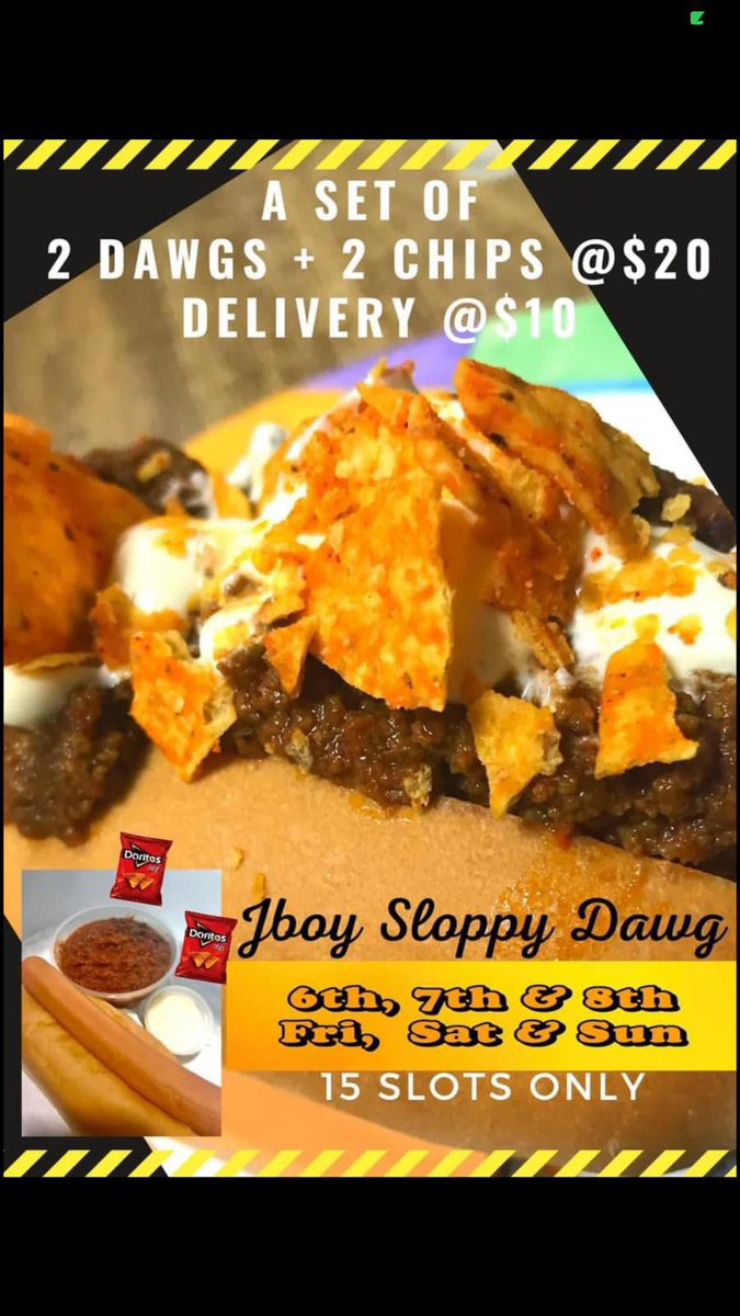 JSOOPA's tweet photo. LAST CALL BEFORE I PROCEED FOR DELIVERY!!
.
ORDER NOW!Fastest Finger First.While Stocks Last

AnyTime AnyDay Can Makan
.
.
1 set consists of:- $30 plus Delivery
2 Hotdogs in a bun
2 Smoked Chilli Beef Sauce
2 Sour Cream in a tub
2 Doritos Chips
#ESSENTIALS #SmokedChilliBeefSauce https://t.co/CR1T359xS7