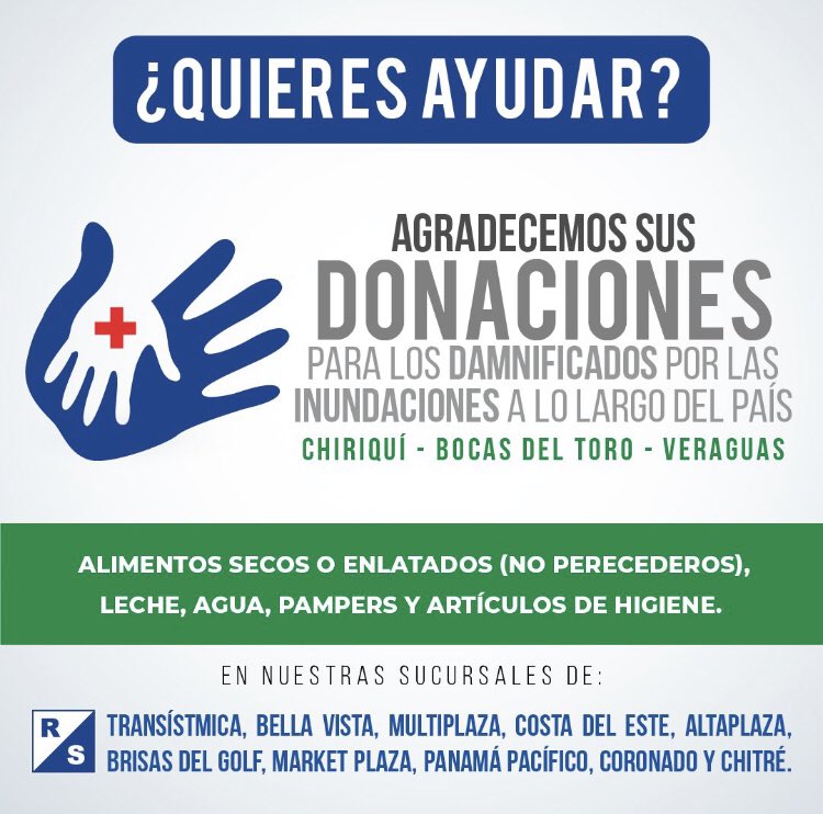 Tu granito de arena es importante. Aquí te dejamos algunos de los centros de Acopio en el area de Azuero: La Alcaldía de Chitré estará recibiendo mañana en El Parque Union, El Municipio de Los Santos, La Gobernación de Herrera, Riba Smith en Chitré.