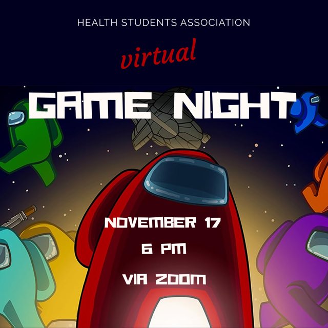 UH_HSA's tweet photo. Hey, HSA!
Join us on November 17th at 6 pm for a fun game night! We will be playing Among Us and we are so excited to challenge you all to see who wins! The top two participants will get 10 extra membership points! https://t.co/CZFtWXPZaU