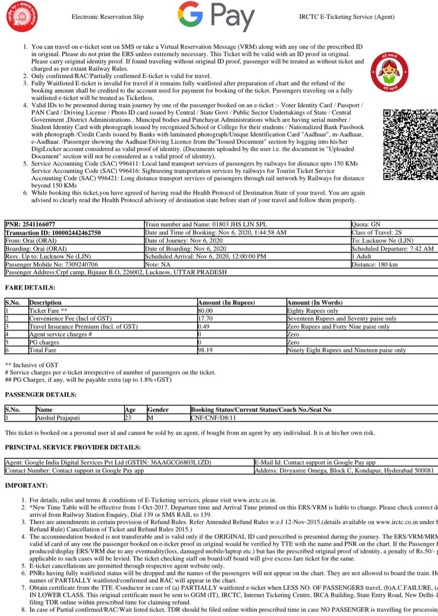 Anshul223224's tweet photo. I have booked train ticket from Orai to Lucknow in Train No.01803 &amp; I got confirmed ticket PNR No.2541166077. In which coach I got reservation that particular one is not present &amp; the train department also don't know why that coach is not present.
@PiyushGoyalOffc
@RailMinIndia https://t.co/TDnyaPs7uC