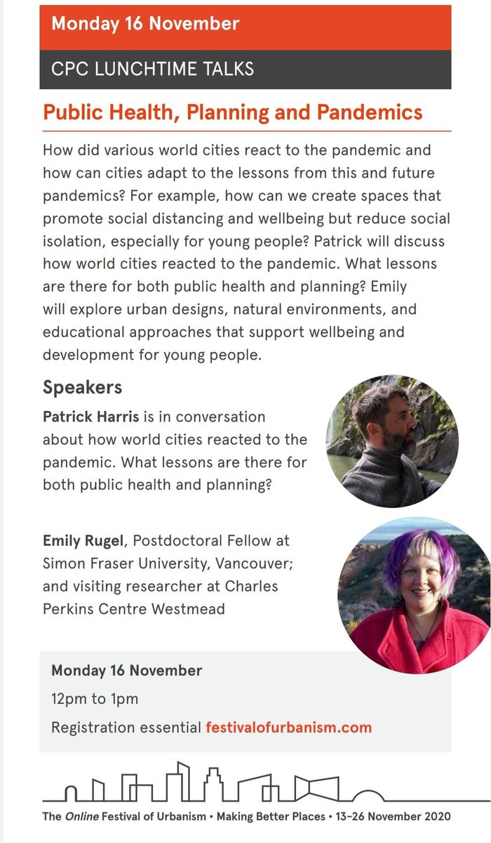 Planographer's tweet photo. Here's a snapshot or 4 of the #FestUrbanism programme
👇👇👇👇👇👇👇👇👇👇
A cracking opening session looking at #Melbourne and post #COVID19Victoria renewal and recovery.
@ACRN_SOAC @UPRJournal @GeogResearch @Sydney_Arch @Peterfizz @Planosopher @pia_planning https://t.co/TEsG3kPNrG