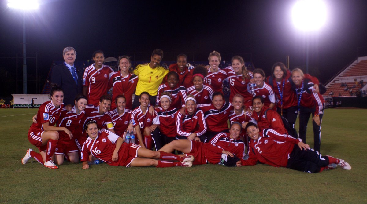 CanadaSoccerEN's tweet photo. #OnThisDay our #CANWNT won 4:0 over Costa Rica at the @Concacaf Championship to qualify for the FIFA Women's World Cup. 

📷 Which players do you remember best from this team photo?

🍁⚽️ https://t.co/sVQVIpJZbv https://t.co/qLlDevRTSu