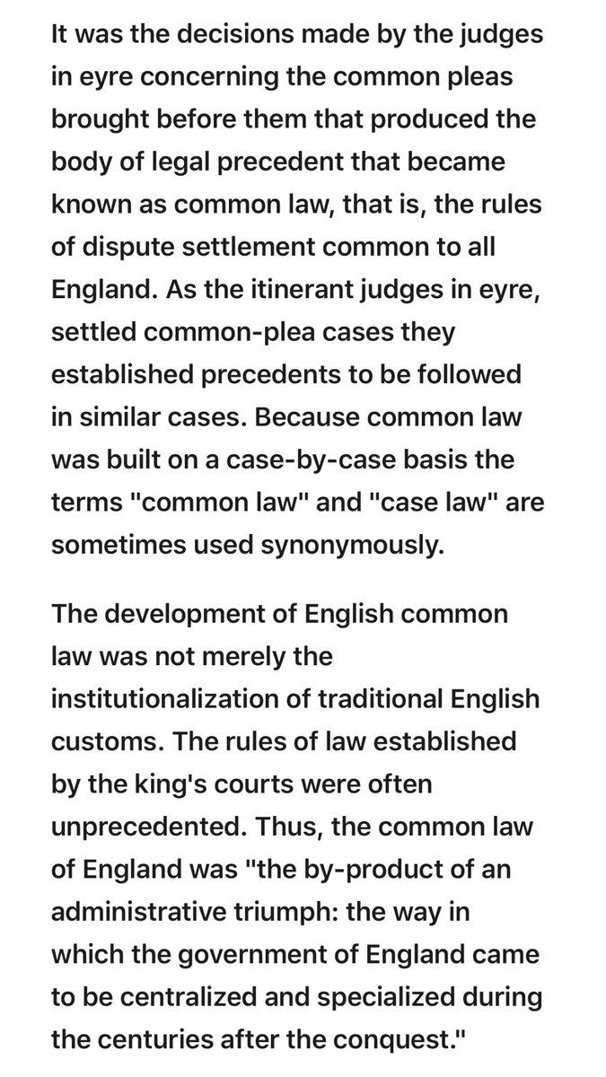 Based on customs, traditions & beliefs of British royalty & feudal lords in the Middle Ages, common law is a system to ensure control of power, collection of compensation due to ownership of the means of production, & that order is maintained for the divinely appointed regent.