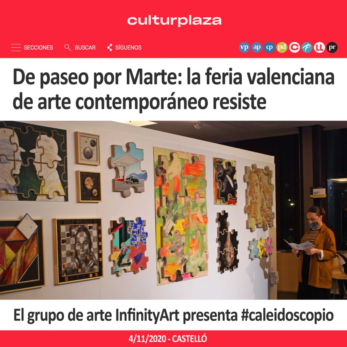 Infinity_Art_'s tweet photo. Valencia Plaza - Culturplaza 4/11/20.- "[...] Además, el grupo de arte InfinityArt presentará #caleidoscopio, una propuesta de creación de obras de arte originales y únicas en forma modular [...]
https://t.co/AdF0eKBTUk

#infinityart #art #modularart #contemporaryart https://t.co/fq7u5WX1t8