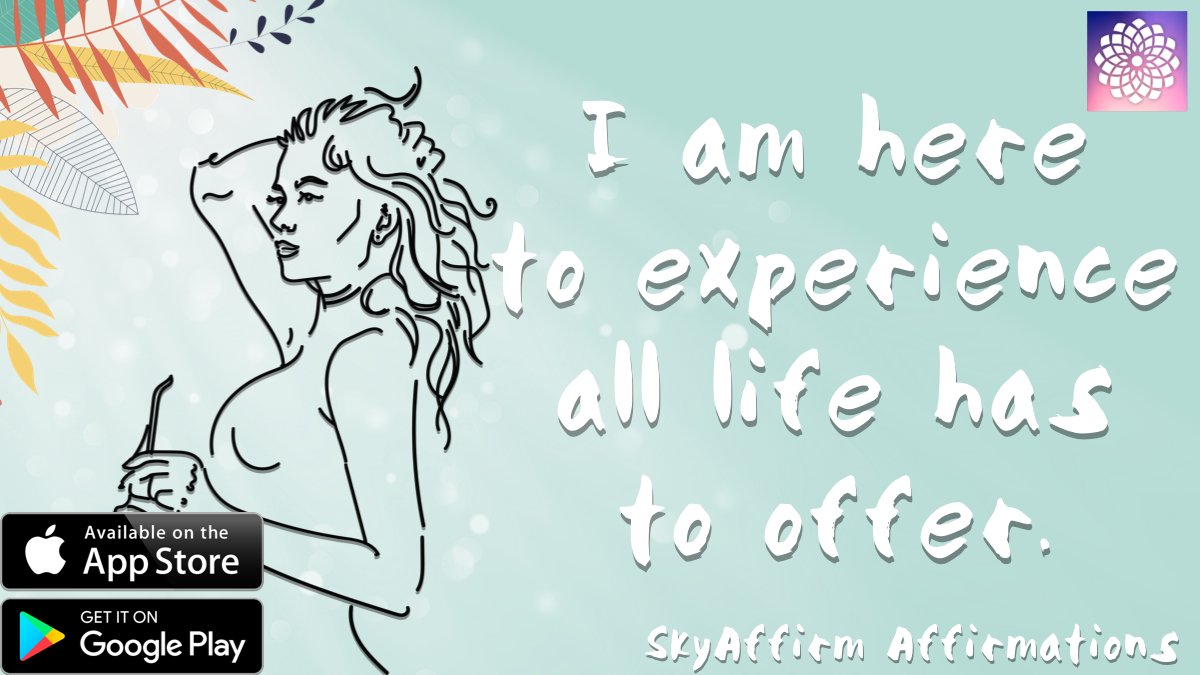 SkyAffirm's tweet photo. I am here to experience all life has to offer.

#FreeDownload of #SkyAffirm today! #visulizations #visionboard #meditations #goals

iOS: https://t.co/KmW55n1O9P
Android: https://t.co/FV1FJWEGQC https://t.co/07n9JHGUBz