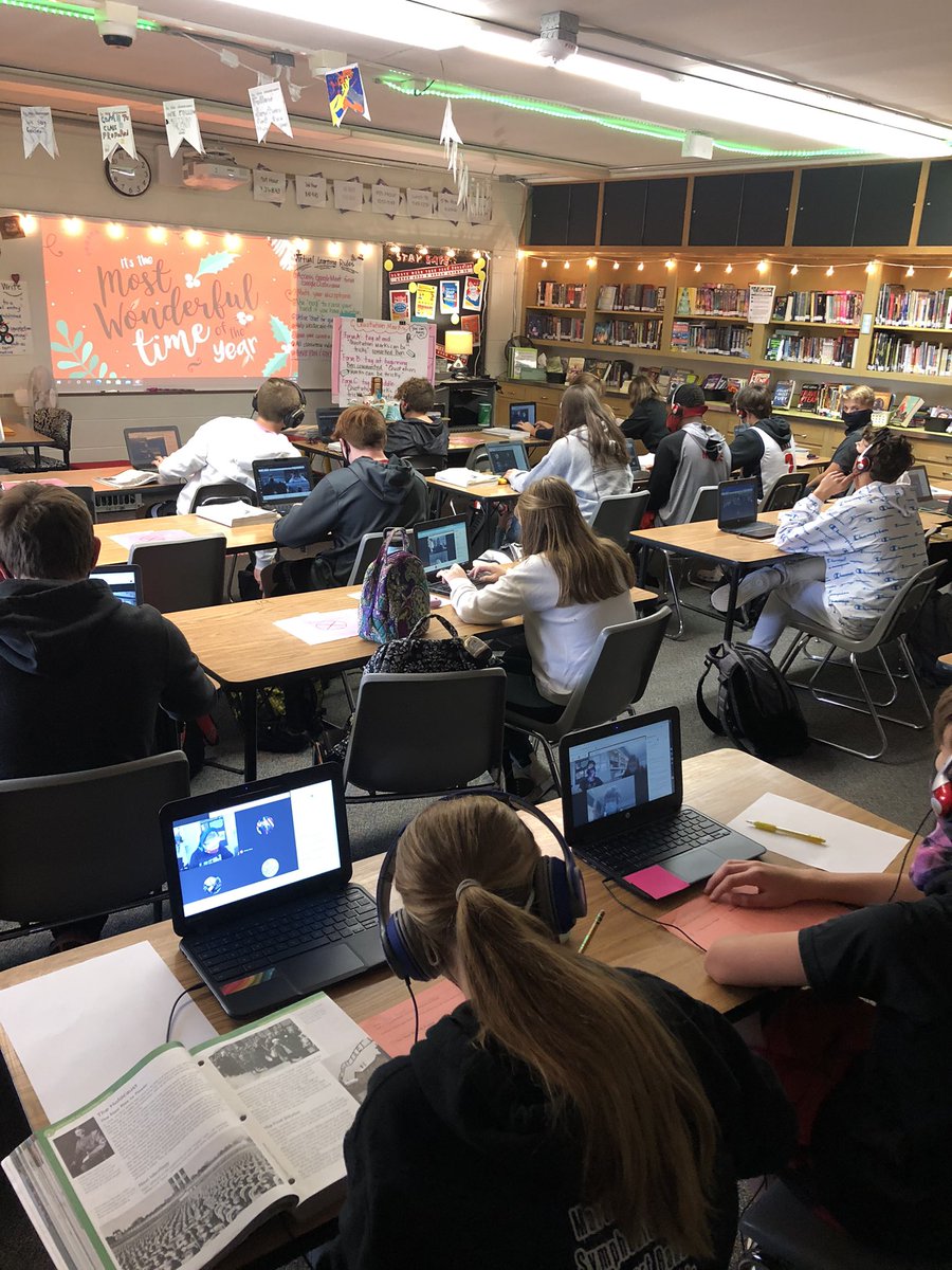 CPSlwilson's tweet photo. Google Meet Breakout Rooms make cooperative learning groups possible - both for in person learners and virtual learners! #thankyougoogle #breakoutrooms #cooperativegroups #middleschoolenglish #diaryofannefrank https://t.co/LnTA5ImLtN