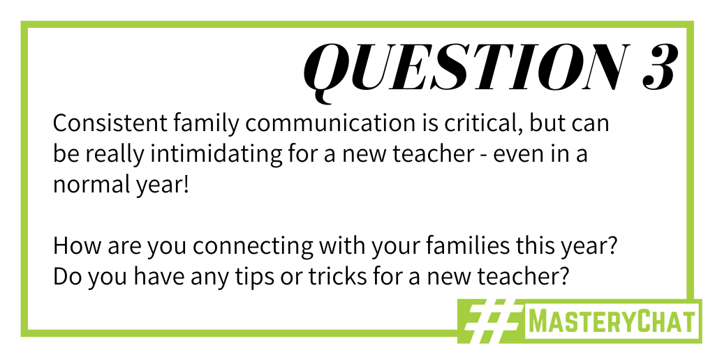 mrserinhealey's tweet photo. Q3: Consistent family communication is critical, but can be really intimidating for a new teacher - even in a normal year!
How are you connecting with your families this year? Do you have any tips or tricks for a new teacher? #MasteryChat #BeginBetter https://t.co/dc9CatkeEz