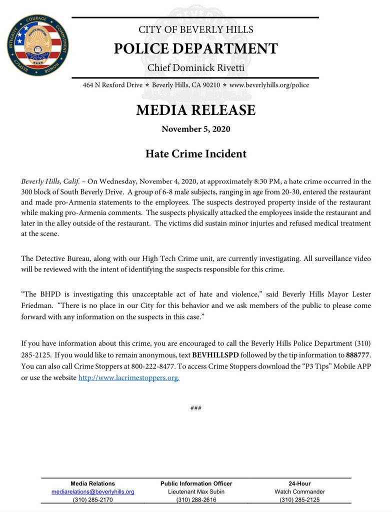 A_T_A_A's tweet photo. We the Turkish Americans will not tolerate #HateCrime against Turkish owned businesses or the 🇹🇷nationals. If this happened to any other minority than Turks or Azerbaijani Turks the US media outlets would serve as breaking news 
@cbsnews @telegraph @cnn @foxnews #lapd #bhcc #bhpd https://t.co/tVevHEZuEz