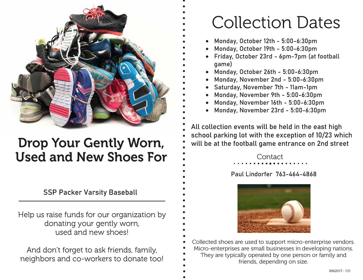 sspbacon's tweet photo. ATTENTION ALL BASEBALL FANS AND PLAYERS!!  We are getting close to our deadline of November 31st. Everyone has been awesome and donated a bunch of shoes!  But we still have a ways to our goal. Please do whatever you can to help out, share, share, share!  @sspHSbaseball https://t.co/dwUS28BBmL