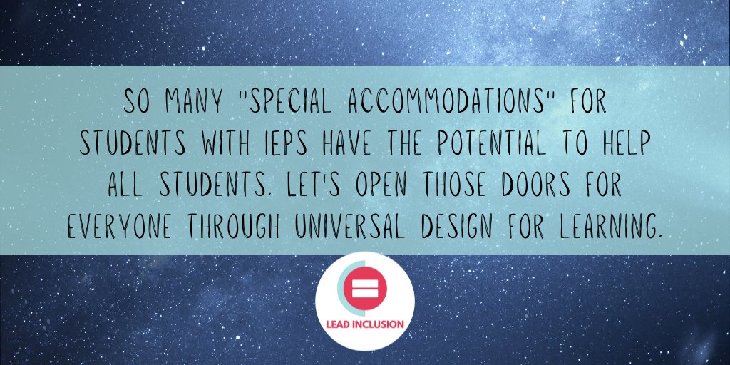 ➡️ So many "special accommodations" for students with IEPs have the potential to help all students. Let's open those doors for everyone through universal design for learning. #LeadInclusion #globaled #inclusion #udlchat #udl #globalsped