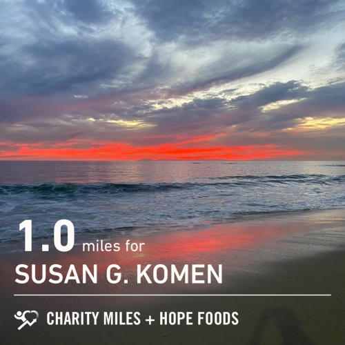 1.0 <a href="/CharityMiles/">Charity Miles</a> for <a href="/SusanGKomen/">Susan G. Komen</a>. Thx <a href="/HopeHummus/">Hope Foods</a> for sponsoring me! #SpreadHope #HopeForTheDay