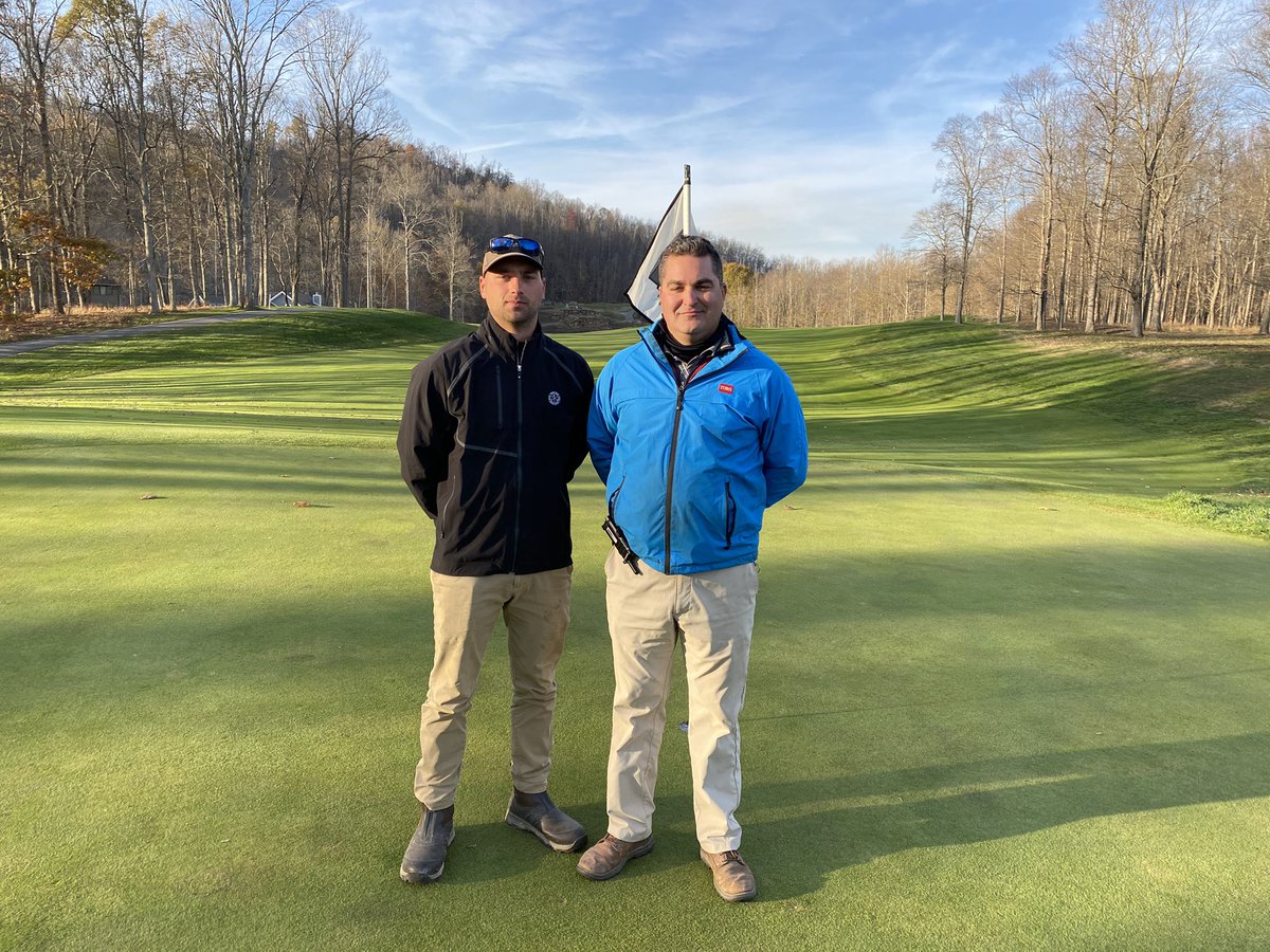 Only one course has Pete Dye’s name on it and they are responsible for maintaining it. Superintendent Tony Kowalski (right) and assistant Cody Frey showing us the amazing Pete Dye Golf Club in Bridgeport, West Virginia.